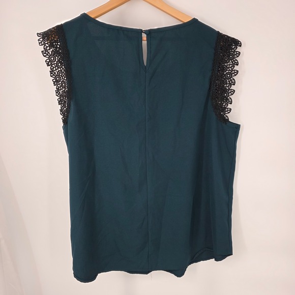 Torrid Crochet Lace Trim Sleeveless Blouse Women 1 Teal Green Keyhole Back - Picture 2 of 6